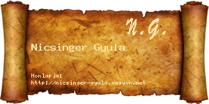 Nicsinger Gyula névjegykártya